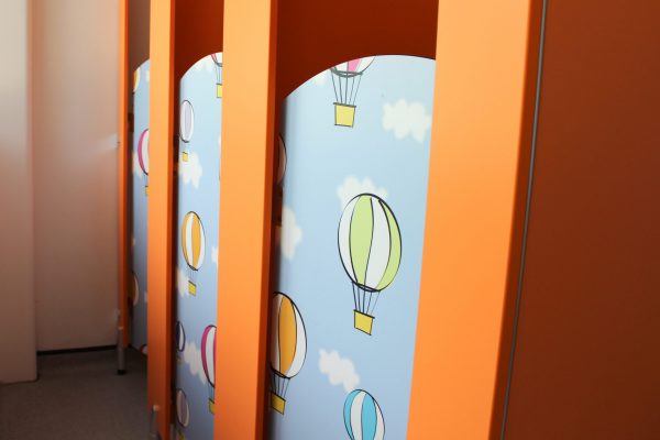 Primary School cubicle doors  hot air balloons